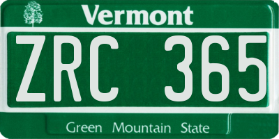 VT license plate ZRC365