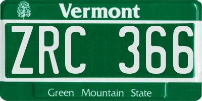 VT license plate ZRC366