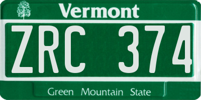VT license plate ZRC374