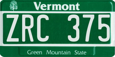 VT license plate ZRC375