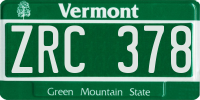 VT license plate ZRC378