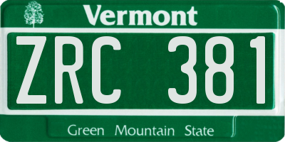 VT license plate ZRC381