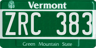 VT license plate ZRC383