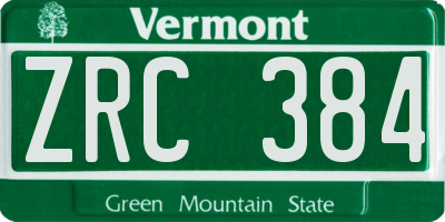 VT license plate ZRC384