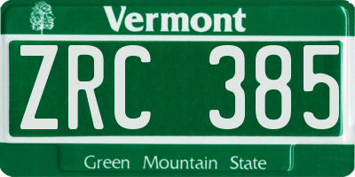 VT license plate ZRC385