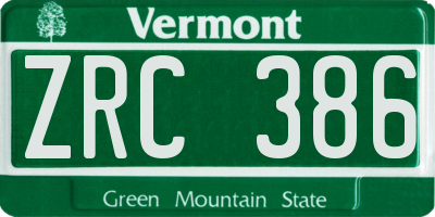 VT license plate ZRC386
