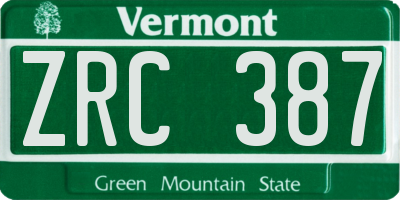 VT license plate ZRC387