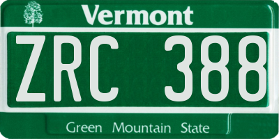 VT license plate ZRC388