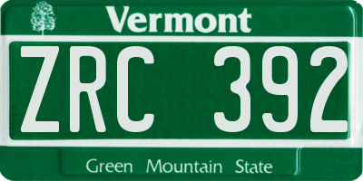 VT license plate ZRC392