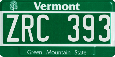 VT license plate ZRC393