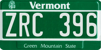 VT license plate ZRC396