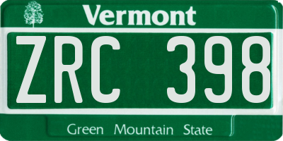 VT license plate ZRC398