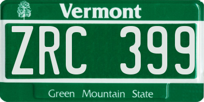VT license plate ZRC399