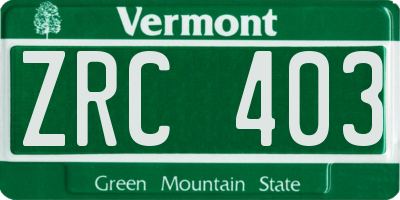 VT license plate ZRC403