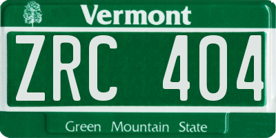 VT license plate ZRC404