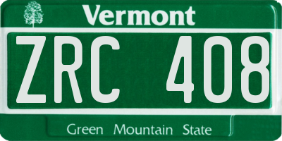 VT license plate ZRC408