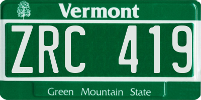 VT license plate ZRC419