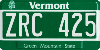 VT license plate ZRC425