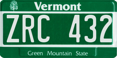 VT license plate ZRC432