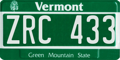 VT license plate ZRC433