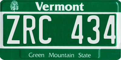 VT license plate ZRC434