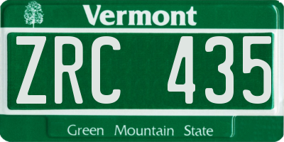 VT license plate ZRC435