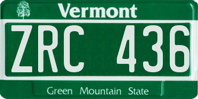 VT license plate ZRC436