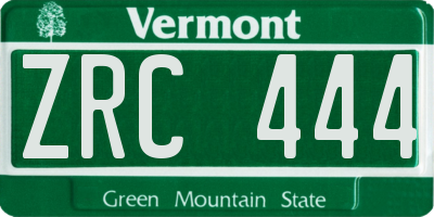 VT license plate ZRC444