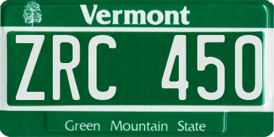 VT license plate ZRC450