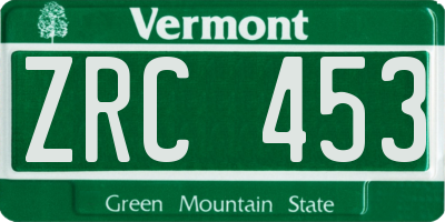 VT license plate ZRC453
