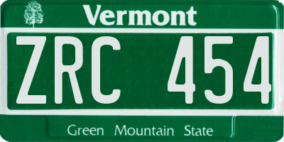 VT license plate ZRC454