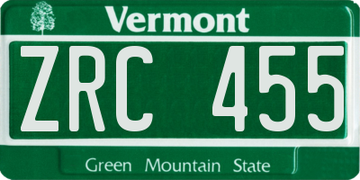 VT license plate ZRC455