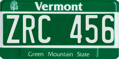 VT license plate ZRC456