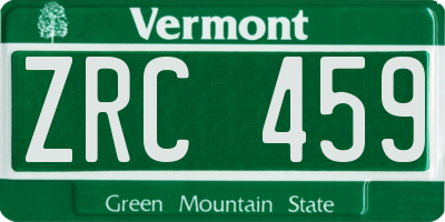 VT license plate ZRC459