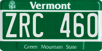 VT license plate ZRC460