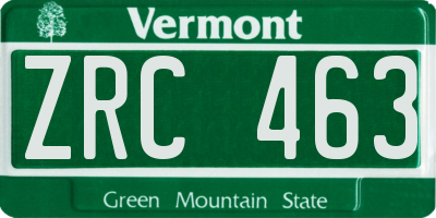 VT license plate ZRC463