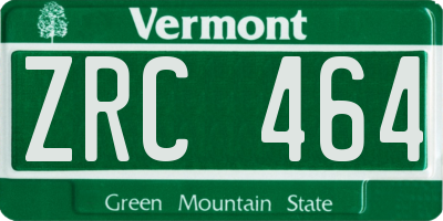 VT license plate ZRC464