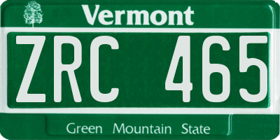 VT license plate ZRC465
