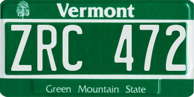VT license plate ZRC472