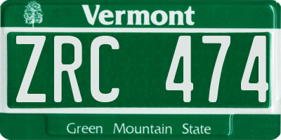 VT license plate ZRC474
