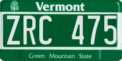 VT license plate ZRC475