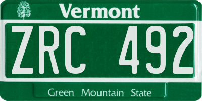 VT license plate ZRC492