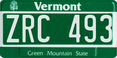 VT license plate ZRC493