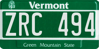 VT license plate ZRC494