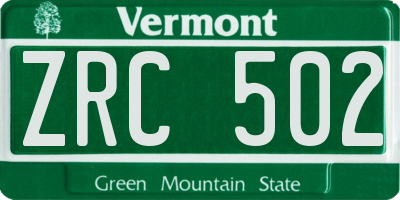 VT license plate ZRC502