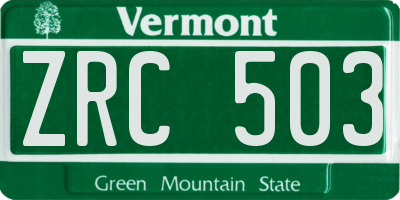 VT license plate ZRC503