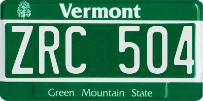 VT license plate ZRC504