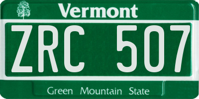 VT license plate ZRC507