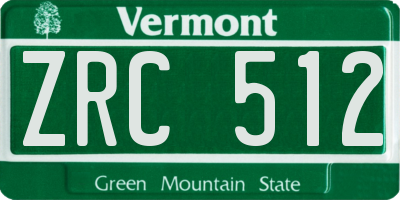 VT license plate ZRC512
