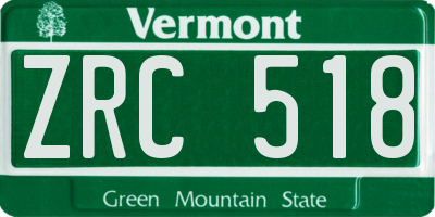 VT license plate ZRC518
